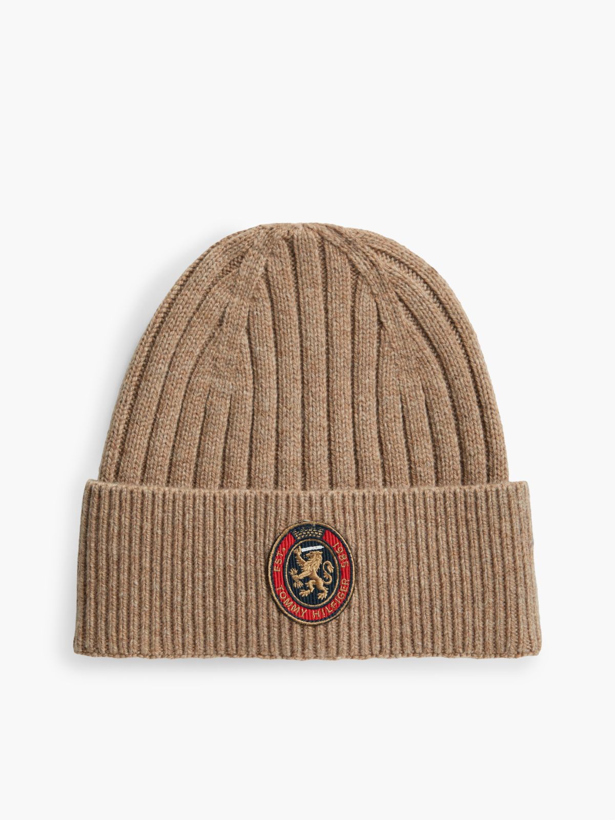 Crest Logo Patch Wool-Blend Beanie — Southern Tan