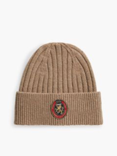 Crest Logo Patch Wool-Blend Beanie — Southern Tan 1