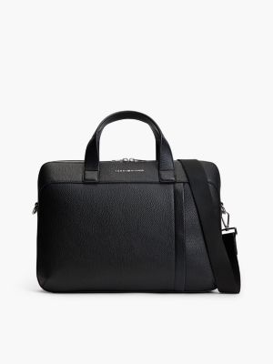 Tommy Hilfiger Men's Pebbled Laptop Bag - Black