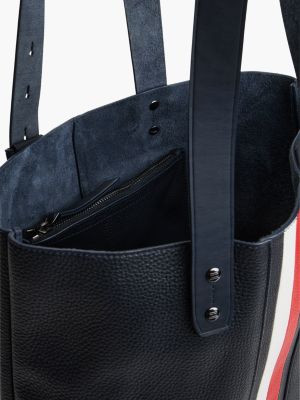 Мужская сумка Tommy Hilfiger Signature Flag Stripe Leather, цвет: Космический синий — фото 5