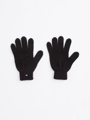 Gants unis à logo pour enfants, noirs