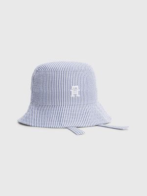 Kids' Stripe Bucket Hat with Tie Straps, Coastal Blue Stripe
