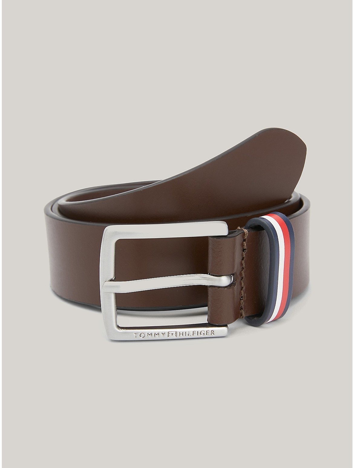 Tommy Hilfiger Kids' Leather Logo Stripe Belt - Brown - L-XL