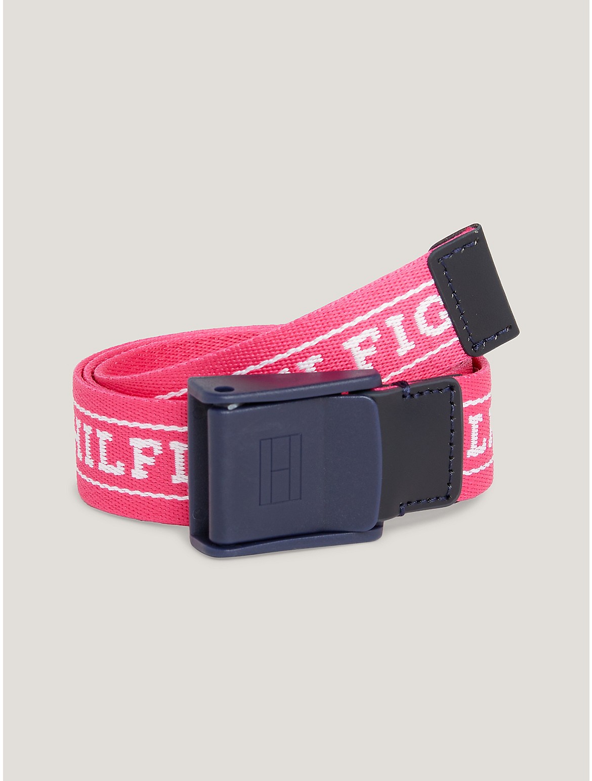 Tommy Hilfiger Kids' Monotype Logo Webbed Belt - Pink - L-XL