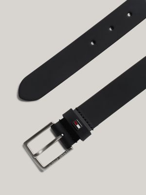 Kids' Enamel Flag Logo Leather Belt, Black