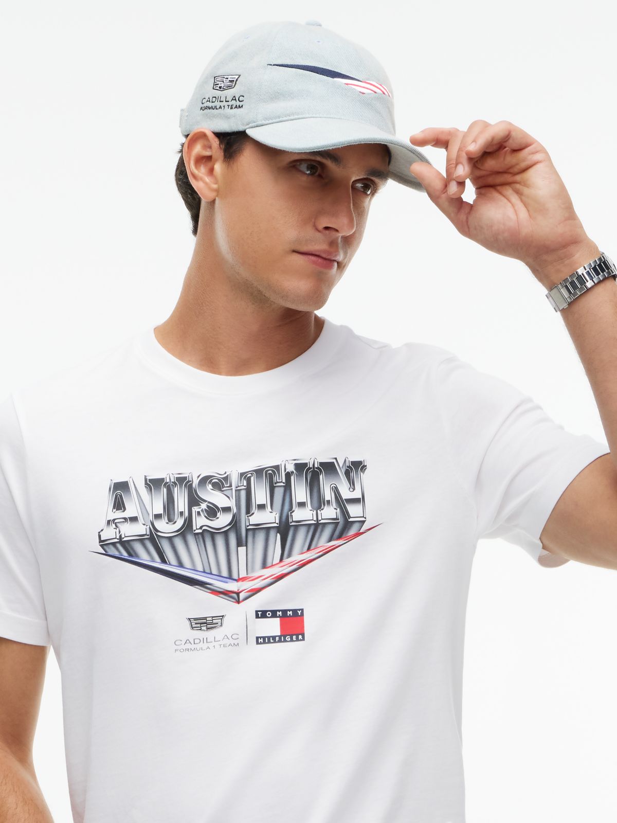 Tommy x Cadillac F1® Team Austin Cap — Overdyed Silver Denim