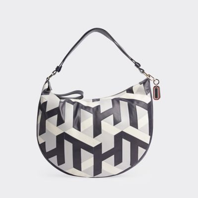 Cube Monogram Leather Hobo Bag | Tommy 