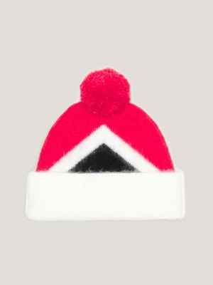 TH Logo Argyle Pom Beanie, Pink Argyle.