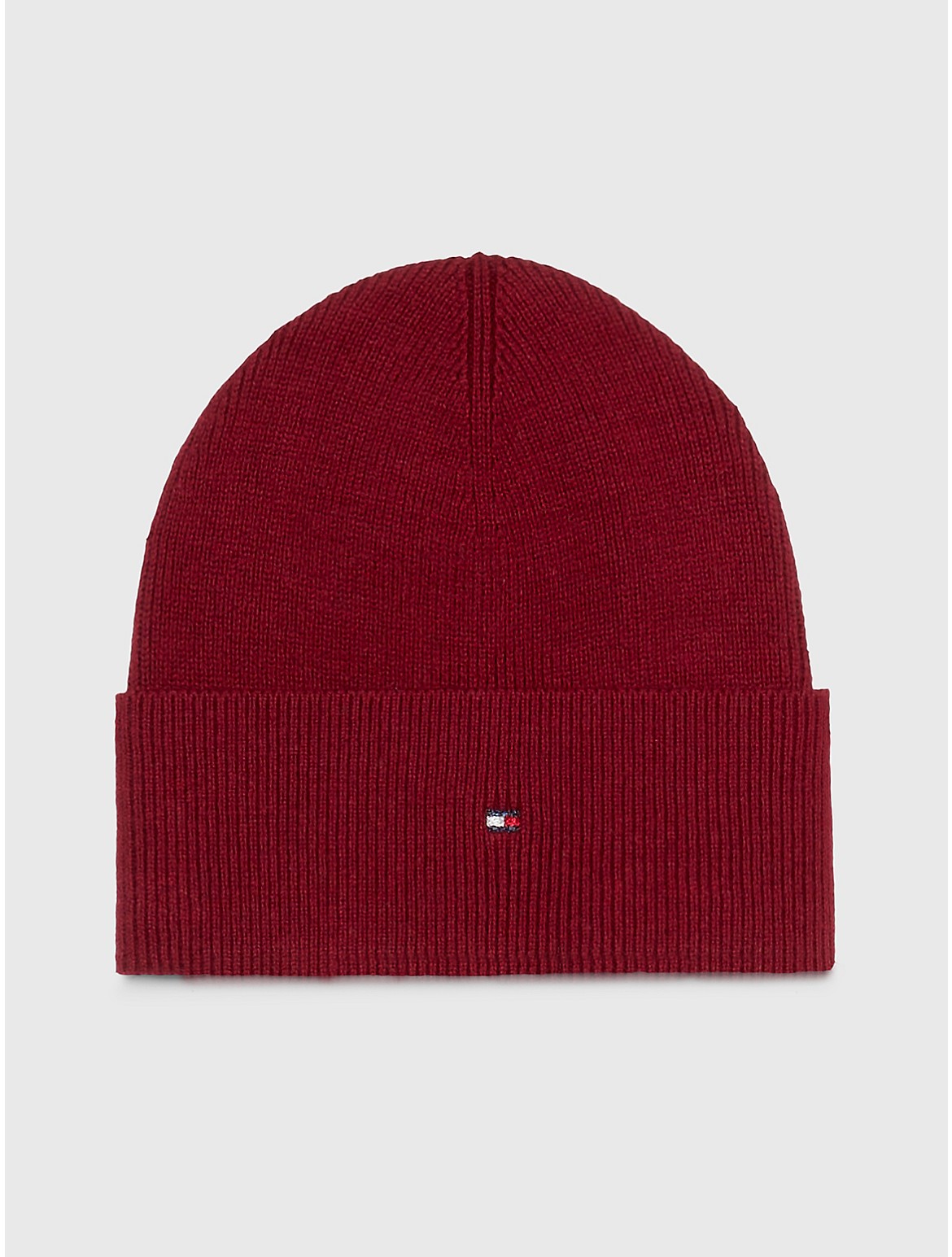 Tommy Hilfiger Women's Flag Logo Cotton and Cashmere Beanie - Red