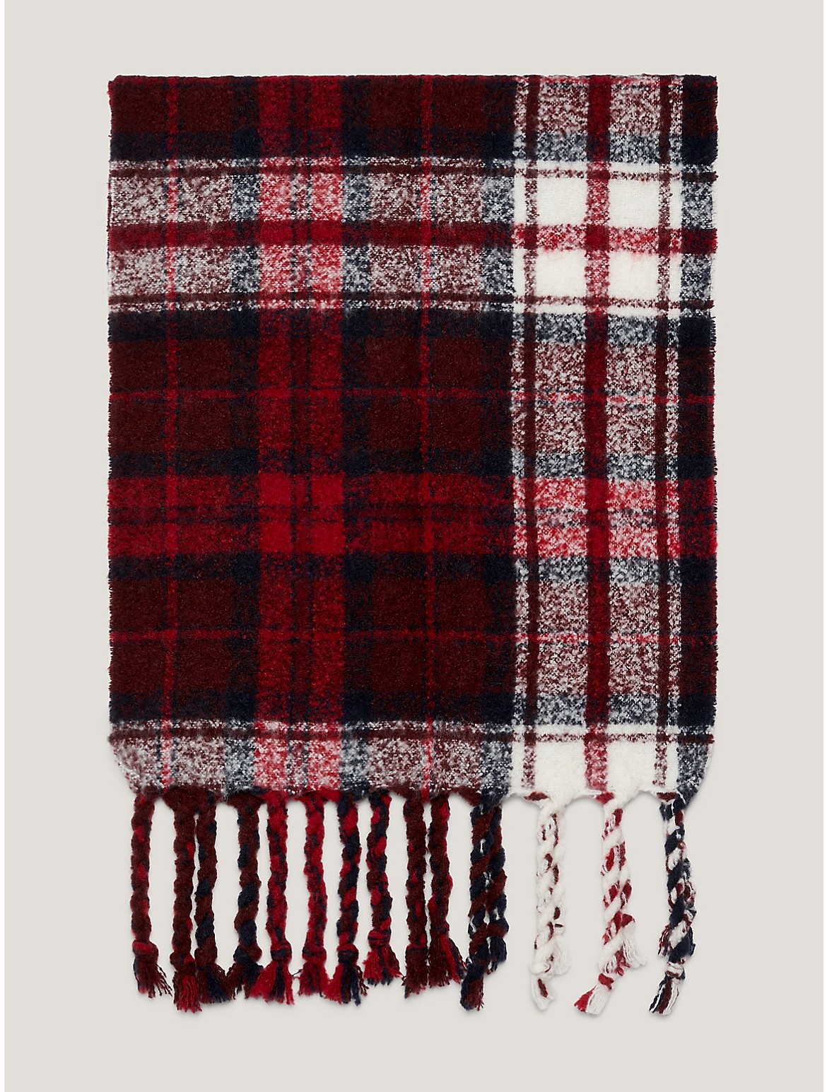 Tommy Hilfiger Women's TH Logo Wide Plaid Scarf - Red