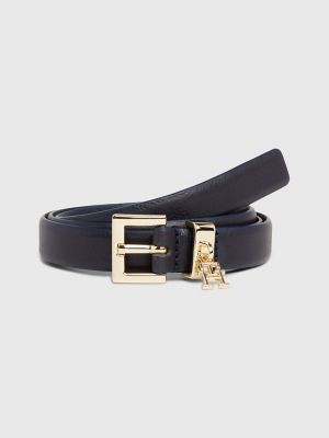 Leather belt with logo