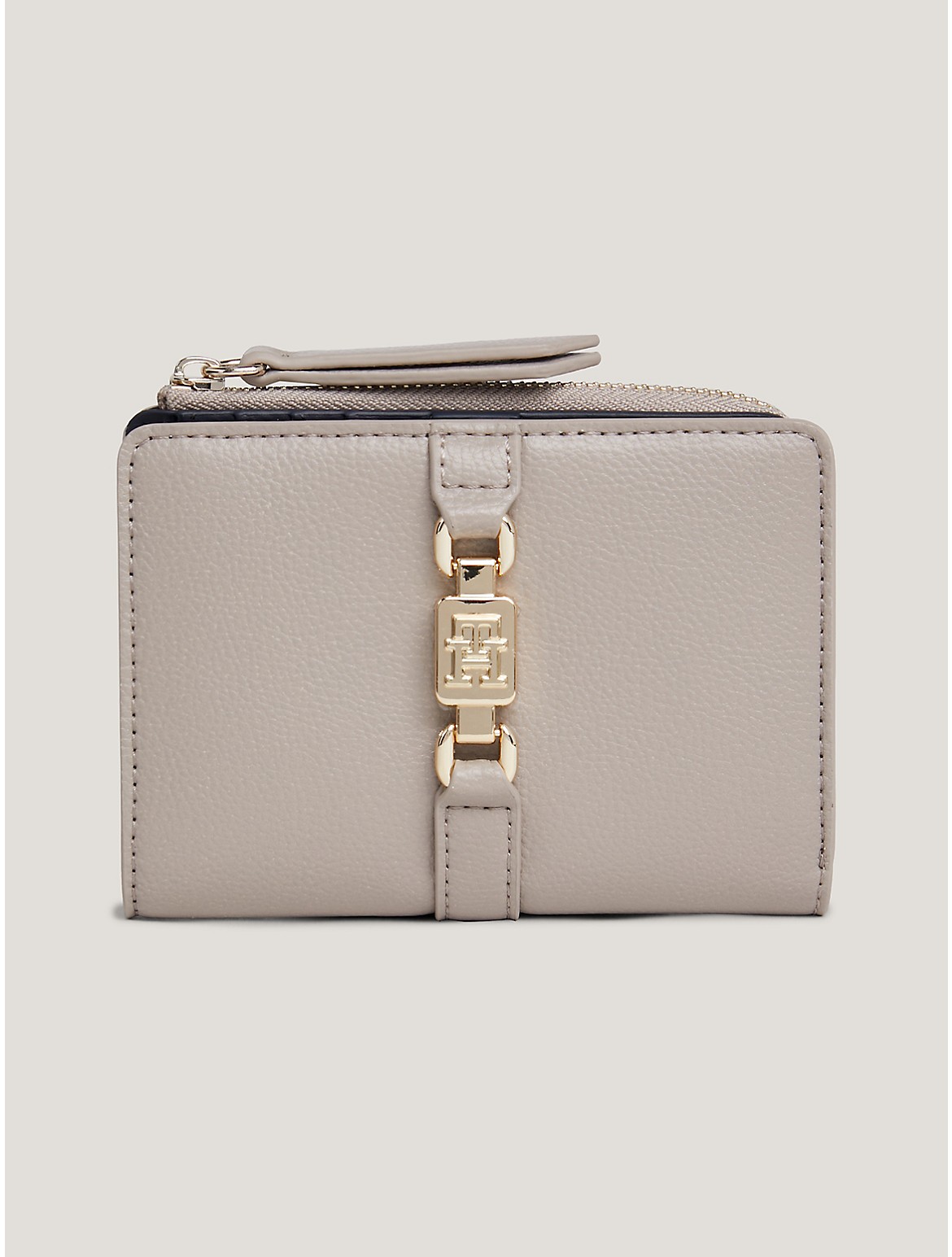 Tommy Hilfiger Monogram Zip Fold Wallet In Smooth Taupe