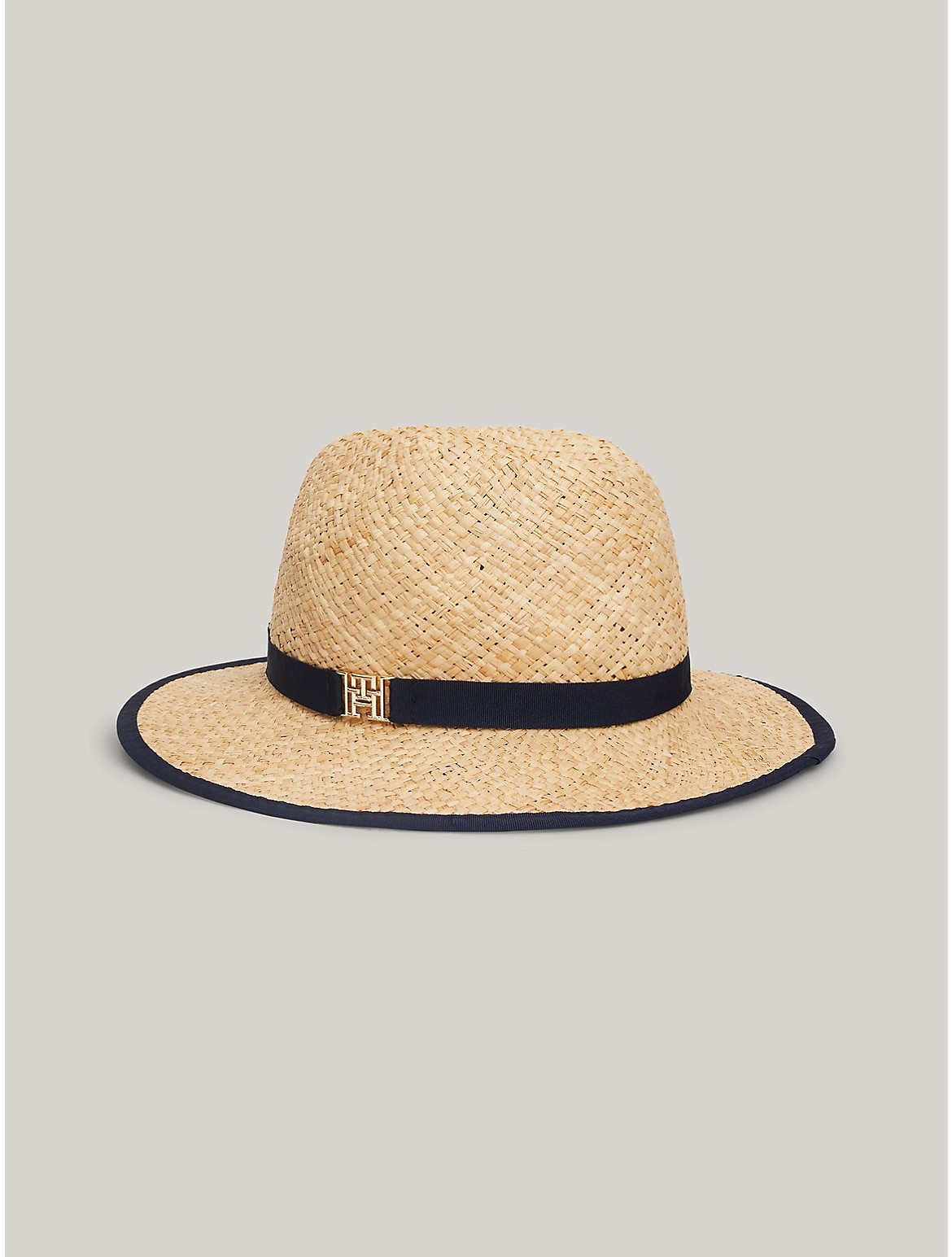 Tommy Hilfiger Th Band Straw Fedora In Calico