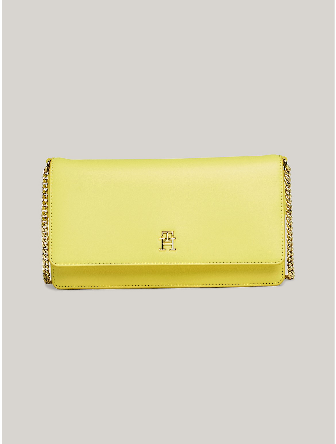 Tommy Hilfiger Solid Th Logo Chain Crossbody Bag In Yellow Tulip