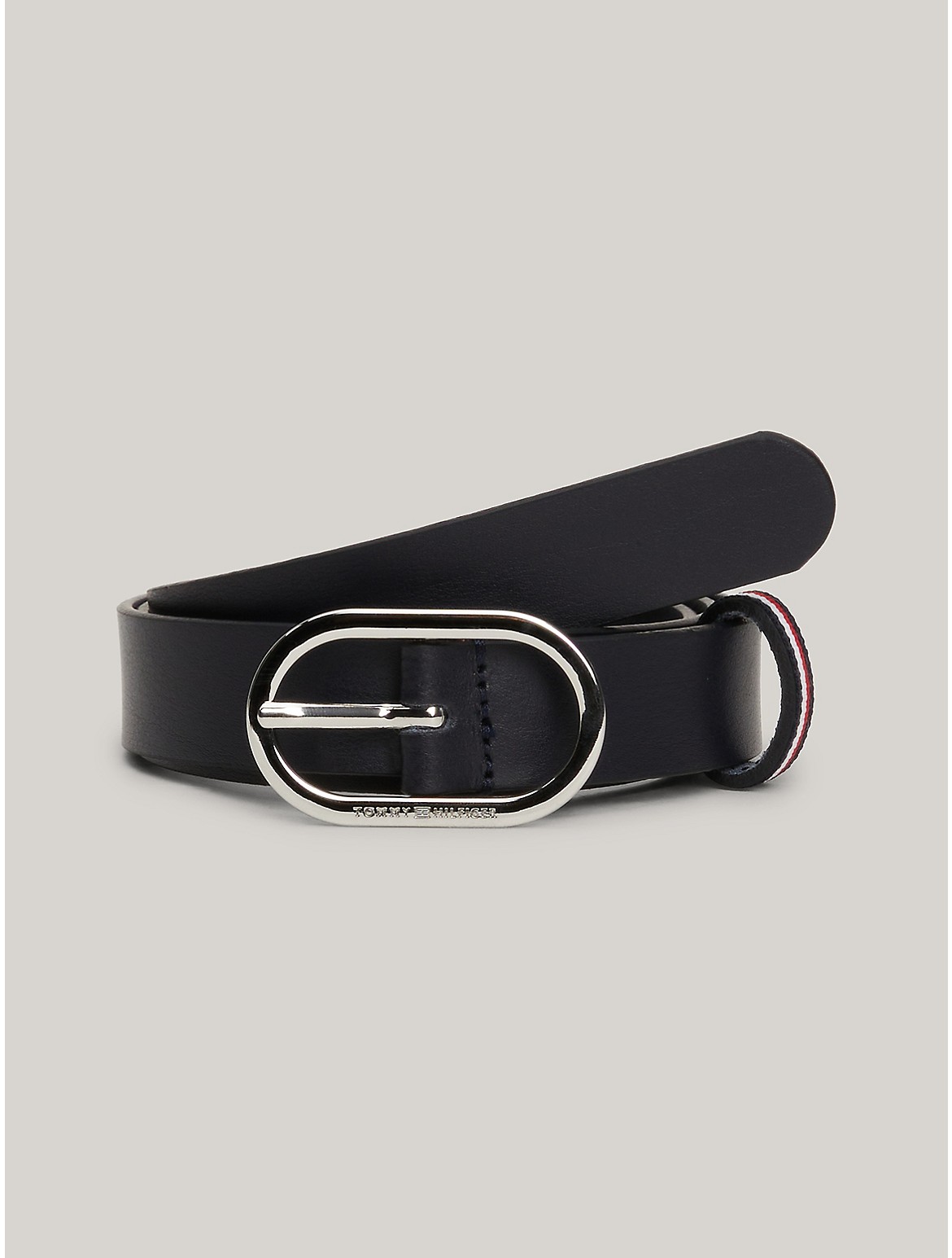 Tommy Hilfiger Women's Signature Oval Buckle Leather Belt