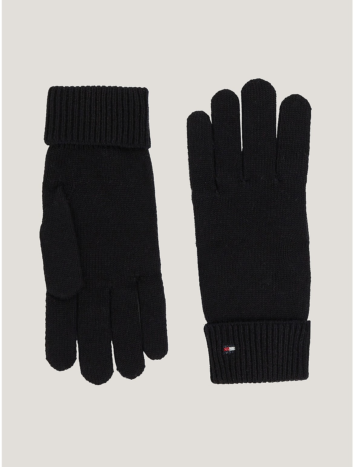 Tommy Hilfiger Women's Solid Microflag Logo Gloves - Black