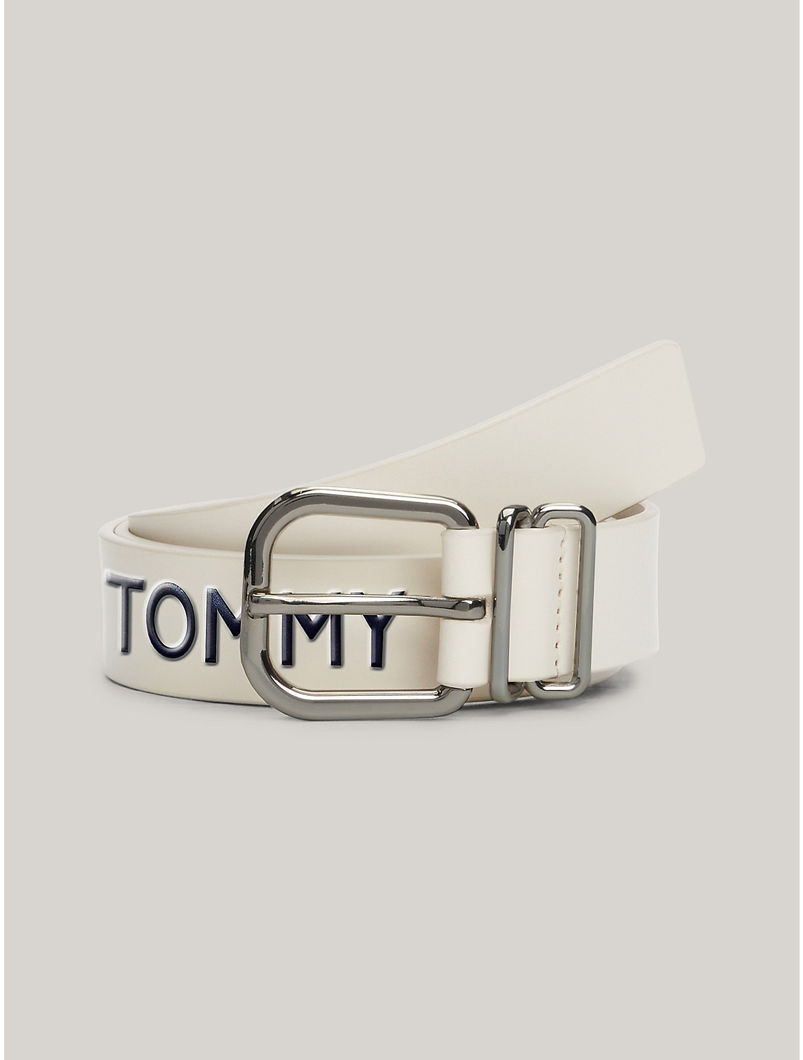 Shop Tommy Hilfiger Tommy Leather Belt In Newsprint