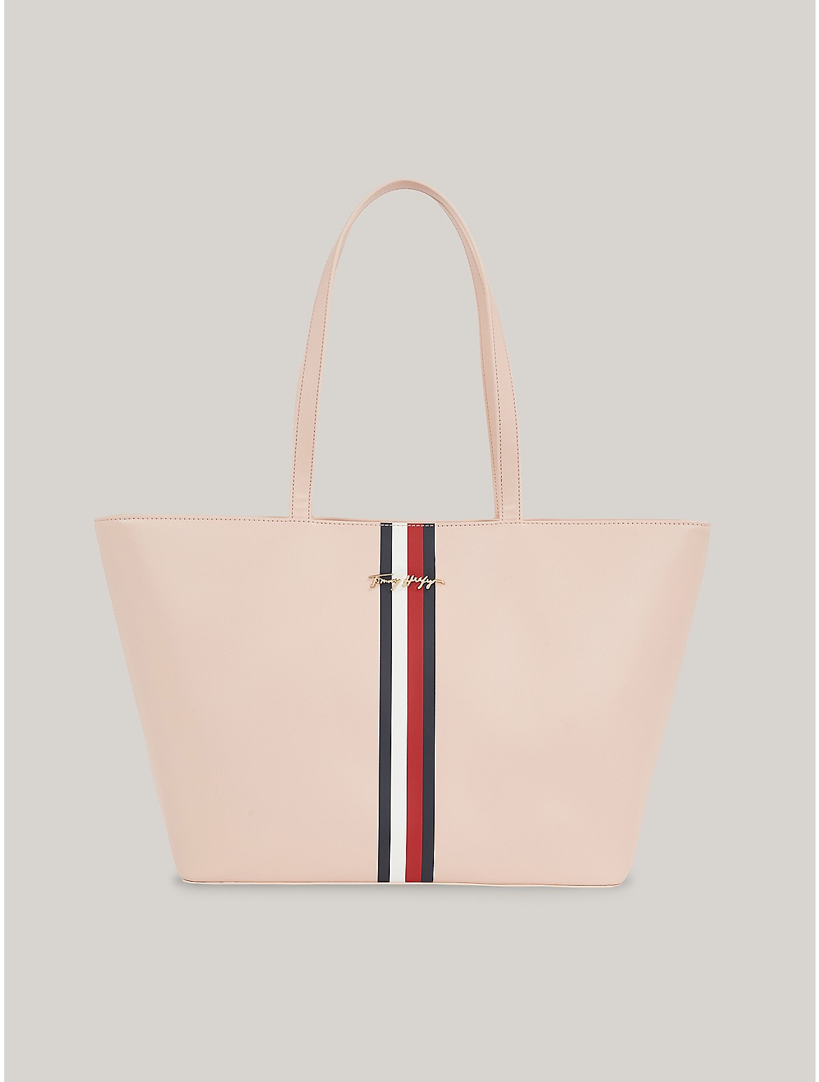 Tommy Hilfiger Tommy Signature Stripe Tote In Nude Pink