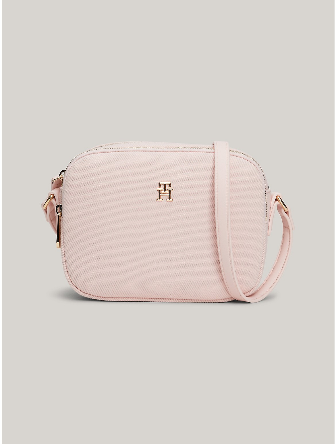 Tommy Hilfiger Th Logo Canvas Crossbody Bag In Whimsy Pink