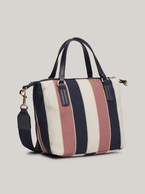 Signature Stripe Small Tote, Beige
