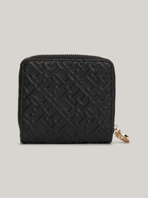Tommy Monogram Zip Wallet, Black