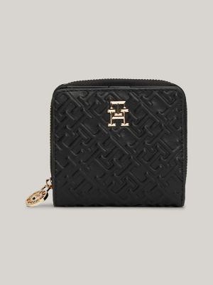 Tommy Monogram Zip Wallet, Black