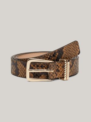 Ceinture en cuir à imprimé serpent, gaufrage python