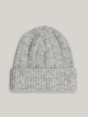 Monogram Alpaca-Blend Beanie, Light Grey Melange