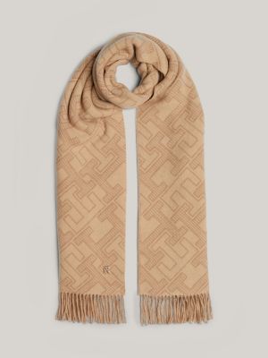 Monogram Wool Scarf, Camel