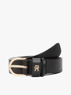 Monogram Slim Leather Belt, Black