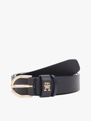Monogram Slim Leather Belt, Space Blue