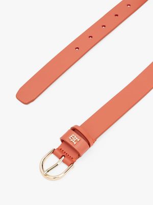 Monogram Thin Leather Belt, Rustic Clay