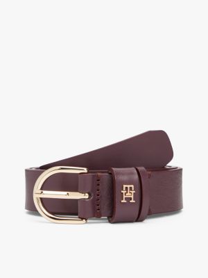 Monogram Slim Leather Belt, Marzemino