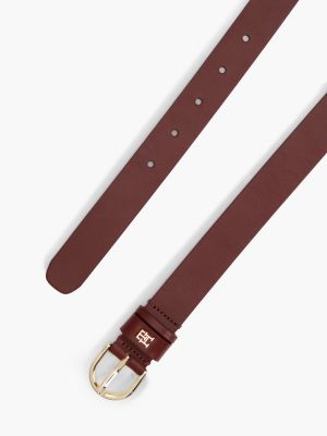 Женский ремень Tommy Hilfiger Monogram Slim Leather Belt, цвет: Тёмно-бордовый — фото 2