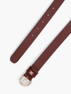 Monogram Slim Leather Belt — Oxblood 2