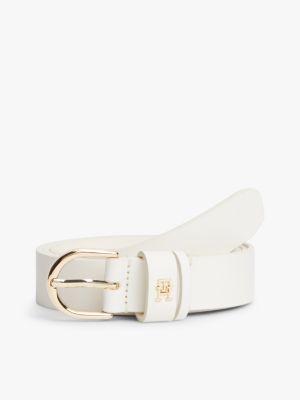 Monogram Slim Leather Belt, Optic White