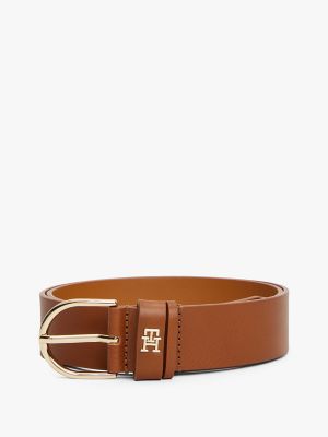 Monogram Leather Belt, Cognac