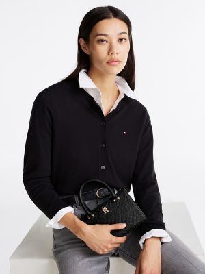 Monogram Embossed Small Tote, Black