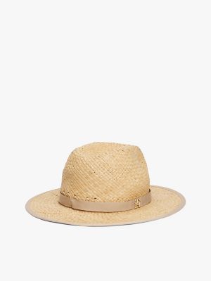 Raffia Straw Beach Fedora, Sandalwood