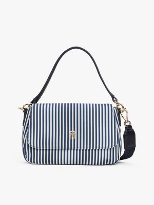 Allover Stripe Convertible Crossbody Bag, Space Blue Stripe