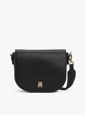 Logo Strap Saddle Bag, Black