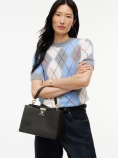 Monogram Clasp Medium Satchel Bag — Black 2
