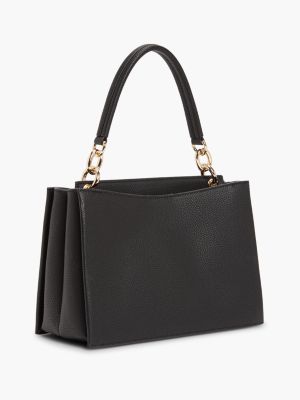 Женская сумка Tommy Hilfiger Monogram Clasp Medium Satchel, цвет: Чёрный — фото 6