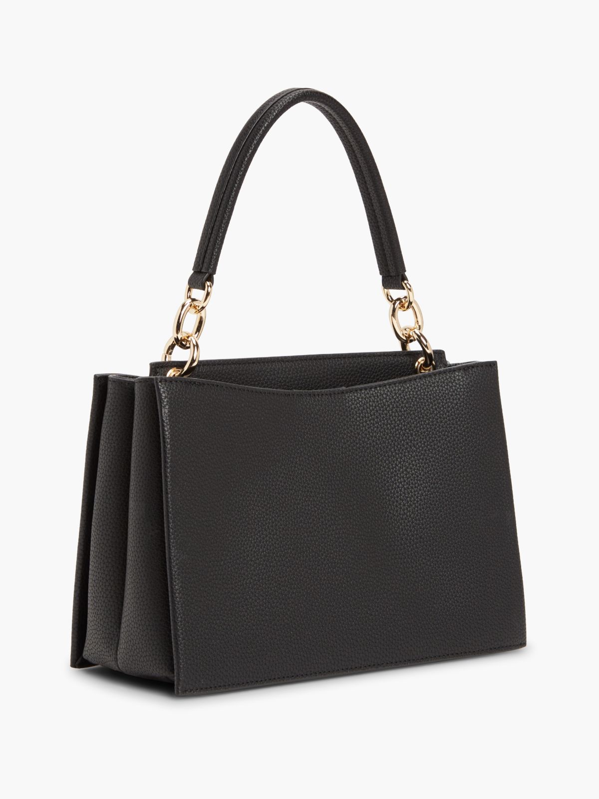 Monogram Clasp Medium Satchel Bag — Black