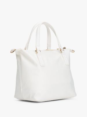 Textured Stripe Small Tote Bag, Ecru