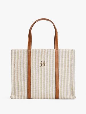 Stripe Crossbody Mini Tote Bag, Neutral Stripe