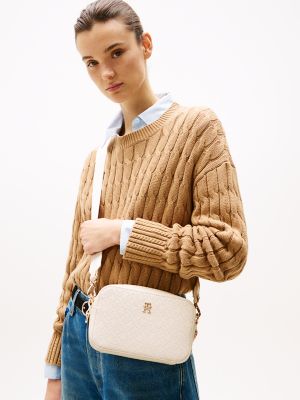 Textured Monogram Crossbody Bag, Sugarcane
