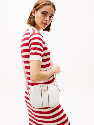 Textured Stripe Crossbody Bag, Ecru