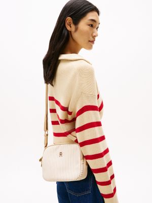 Allover Stripe Crossbody Bag, Safari Canvas Stripe