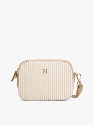 Allover Stripe Crossbody Bag, Safari Canvas Stripe